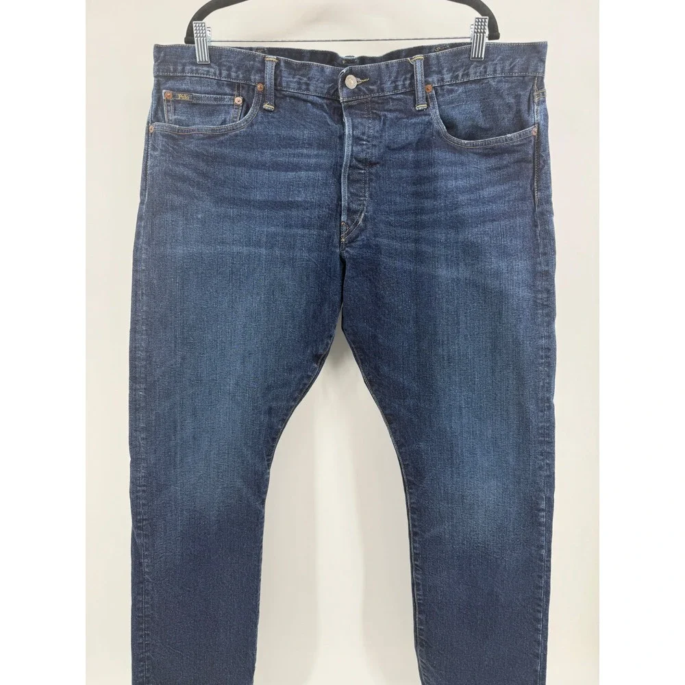 Polo Ralph Lauren Sullivan Slim Jeans Mens 40x32 Dark Wash Blue Button Fly Denim